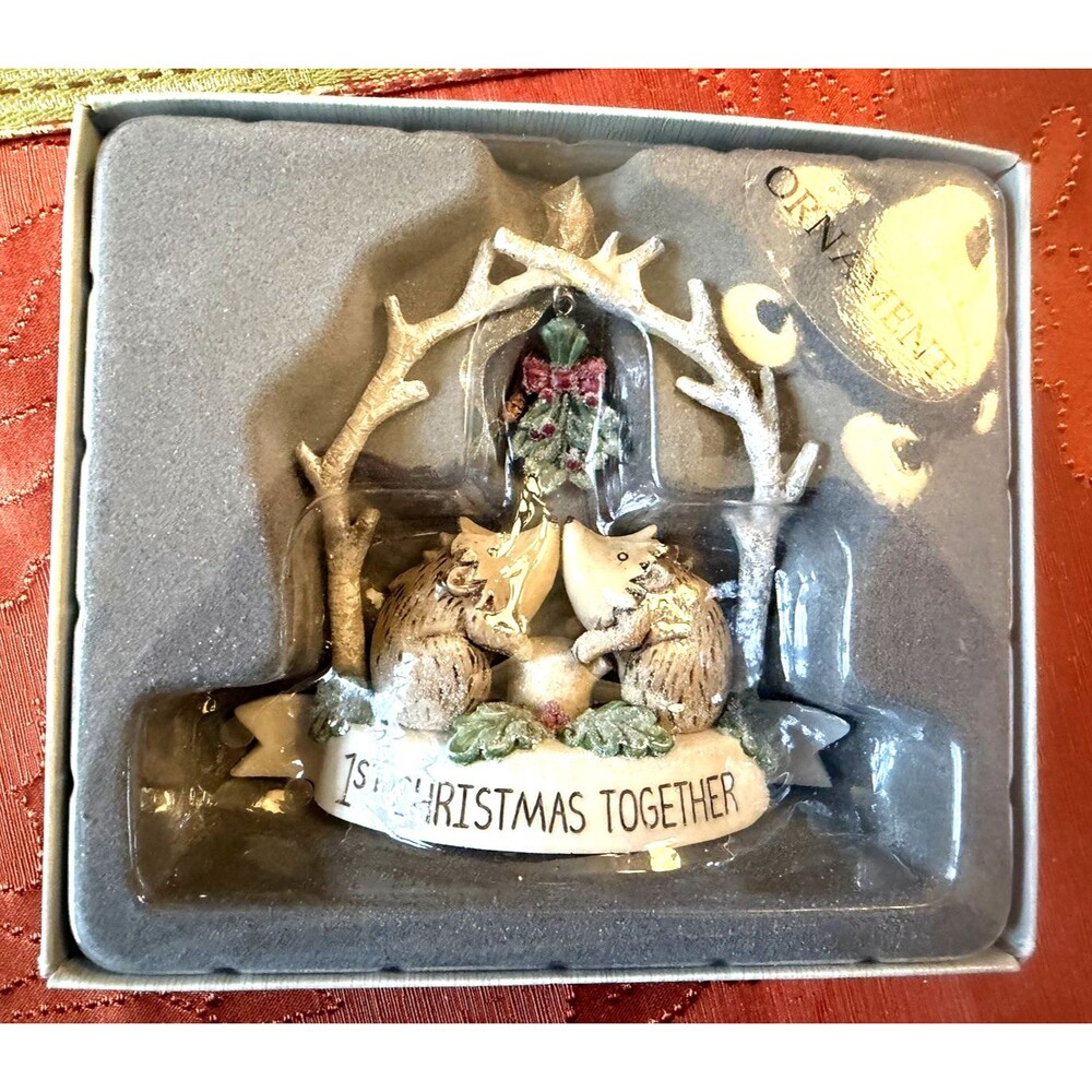 Grasslands Road Ornament 1ST CHRISTMAS TOGETHER Hedgehog Under Mistletoe NIB